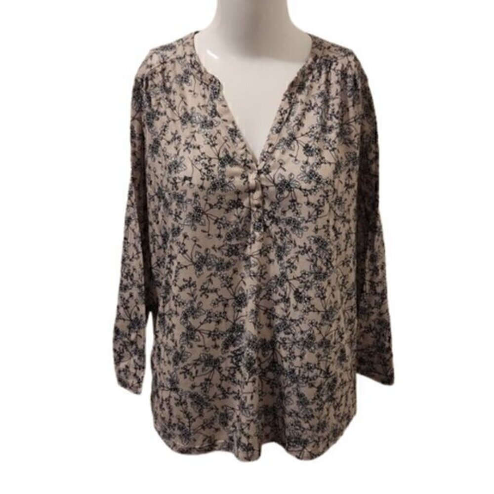 [H&M] Floral Half Button Neck Tunic Top - Size M